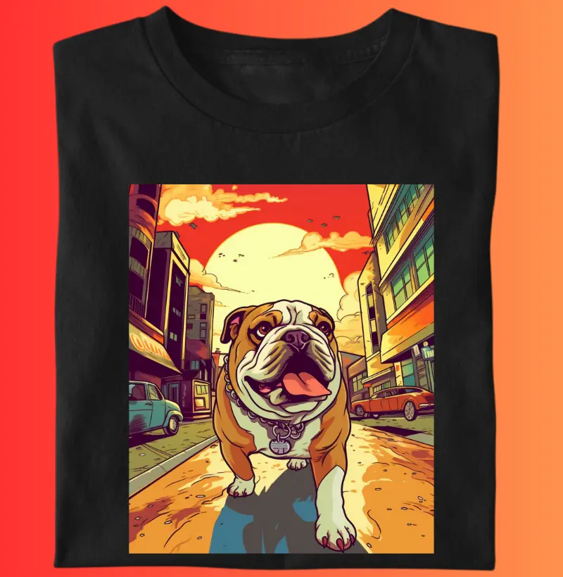 Camiseta Bulldog Ingles "Passeio na Cidade"