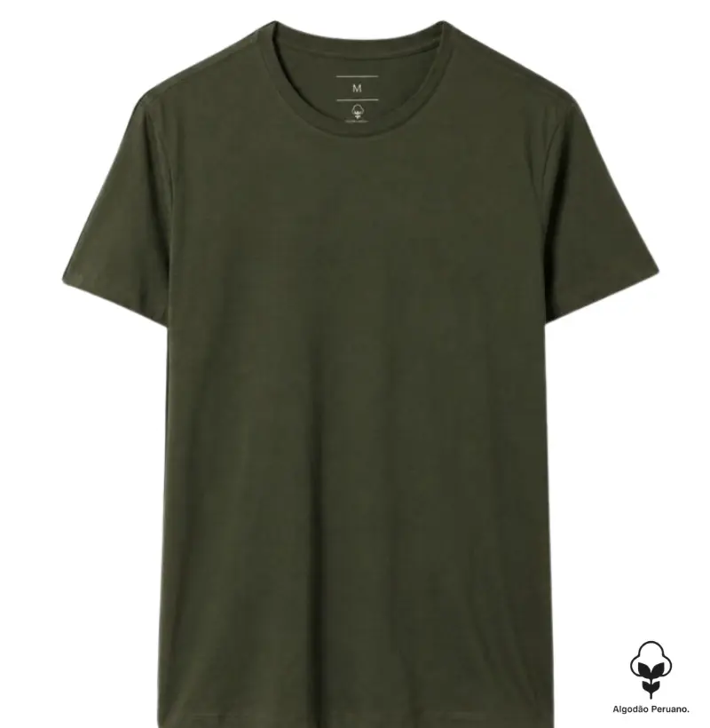 Camiseta lisa PREMIUM algodão peruano verde musgo - CLÁSSICA