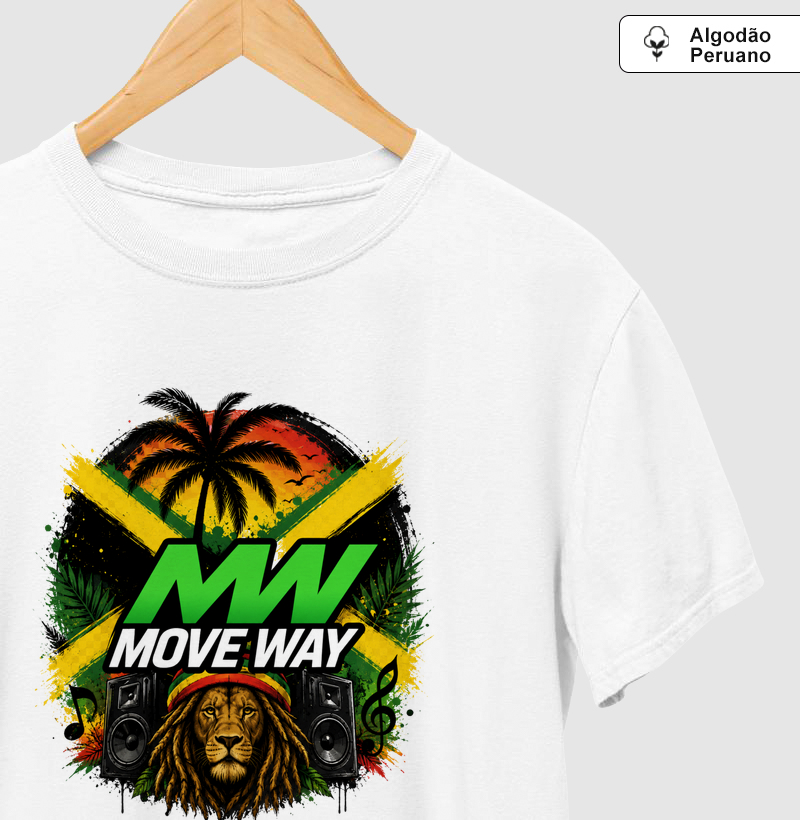  Camiseta Reggae Roots MW Move Way.  Coleção Reggae Music. Masculina e Feminina. Algodão Peruano.