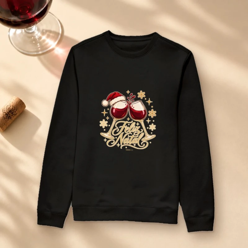 Suéter Moletom Feliz Natal – Brinde de Taças de Vinho