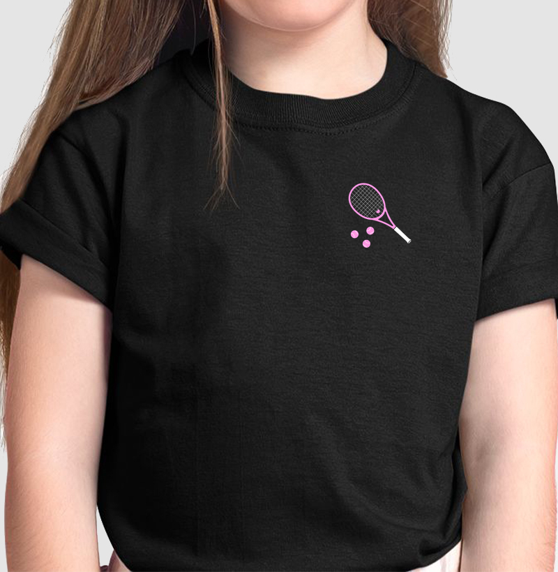 Raquete e Bolinhas Feminina Pocket - Camiseta Infantil
