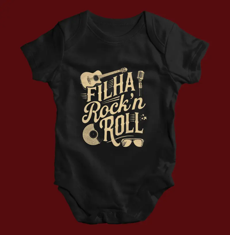 Filha rock'n'roll - dourado (body bebê)