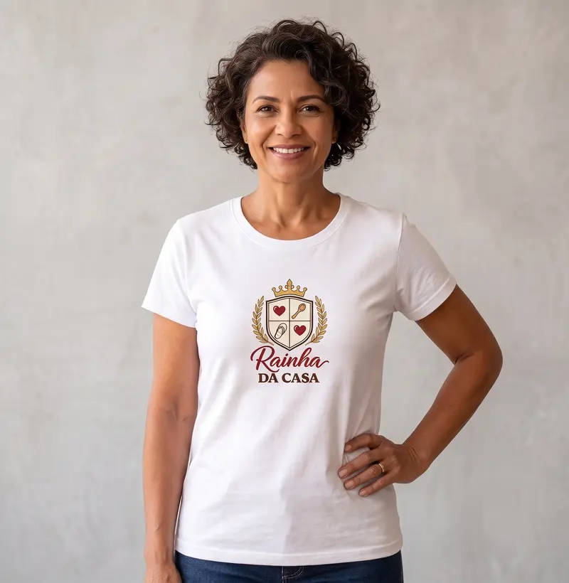 Rainha da casa - Blusa Feminina Estampada cor Branca