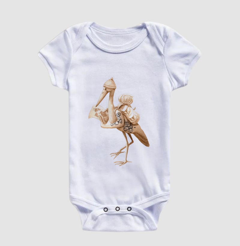 Body Infantil Camiseta Garça Viajante