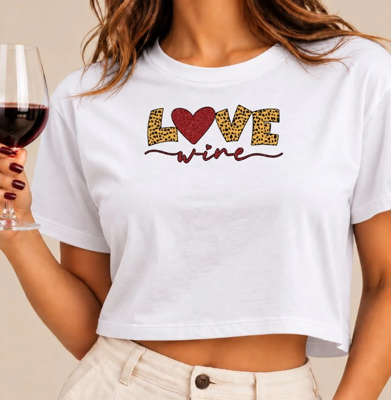 Camiseta Love Wine - Cropped