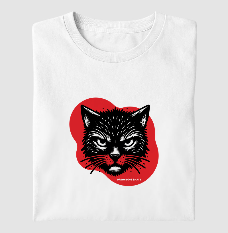 Gato preto e fundo vermelho