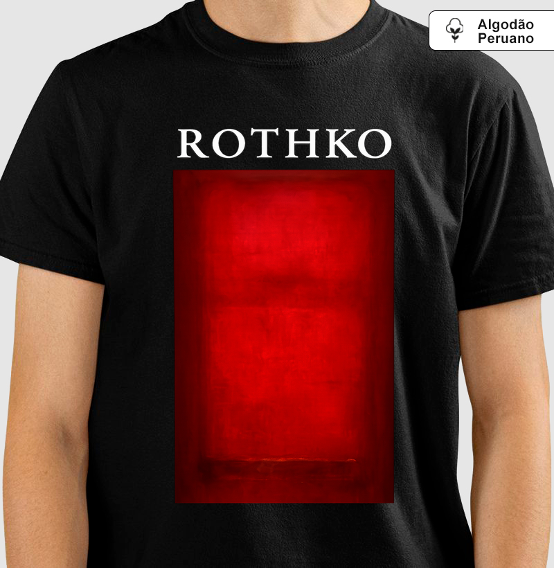 Camiseta Mark Rothko Pintura Abstrata Vermelha Algodão Peruano
