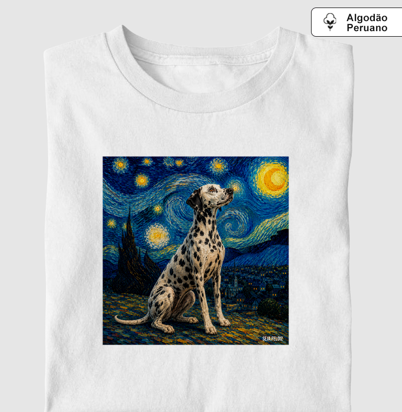 Dálmata Estrelado 🌙✨🐾 - Camiseta Algodão Peruano