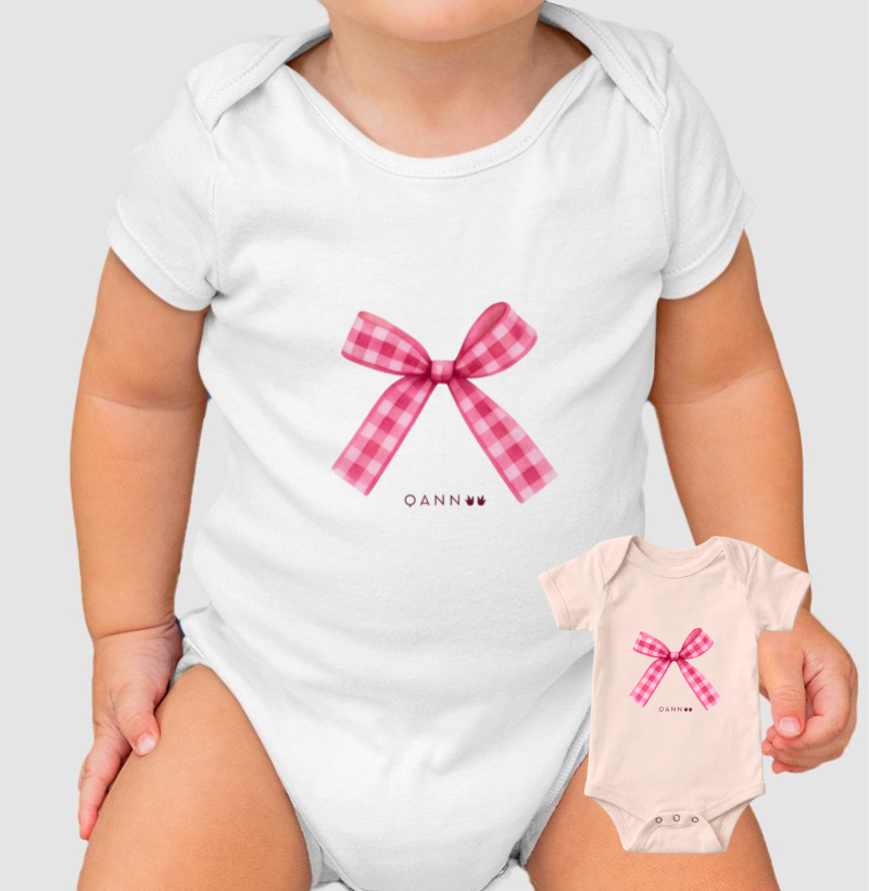 Body Infantil  — Laço Rosa