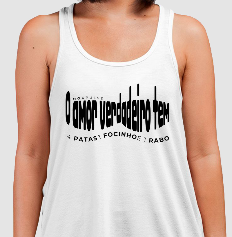 Camiseta Regata O amor verdadeiro tem 4 patas, 1 focinho e 1 rabo Dog Pulse