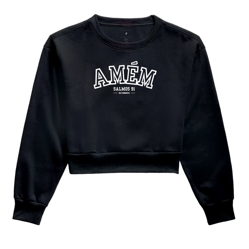 Moletom Cropped Amém Salmo 91