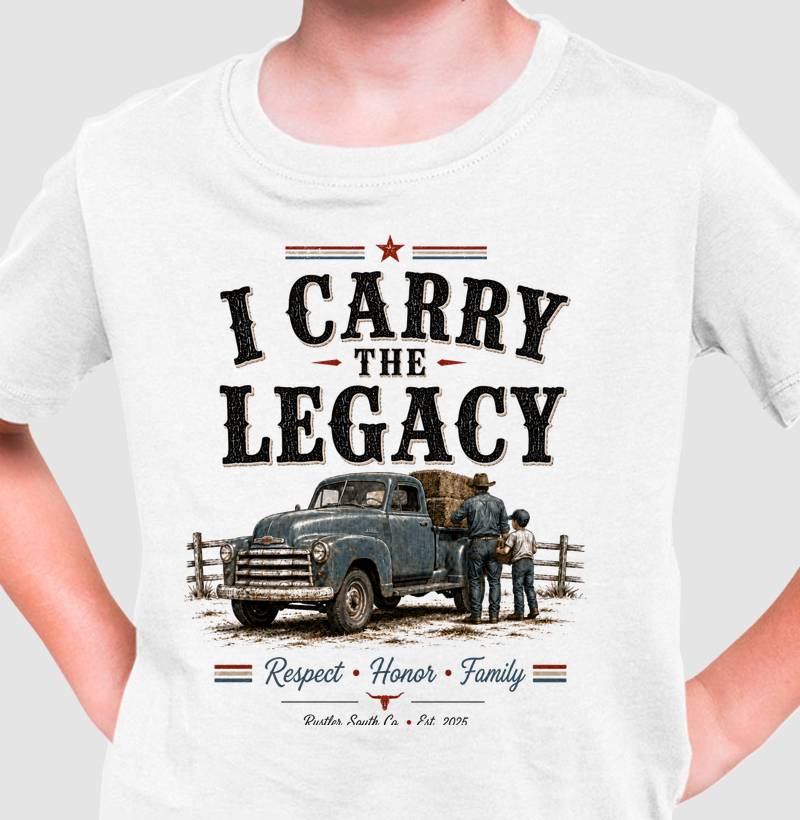 Camiseta Country Infantil I Carry the Legacy Rustler South Co.