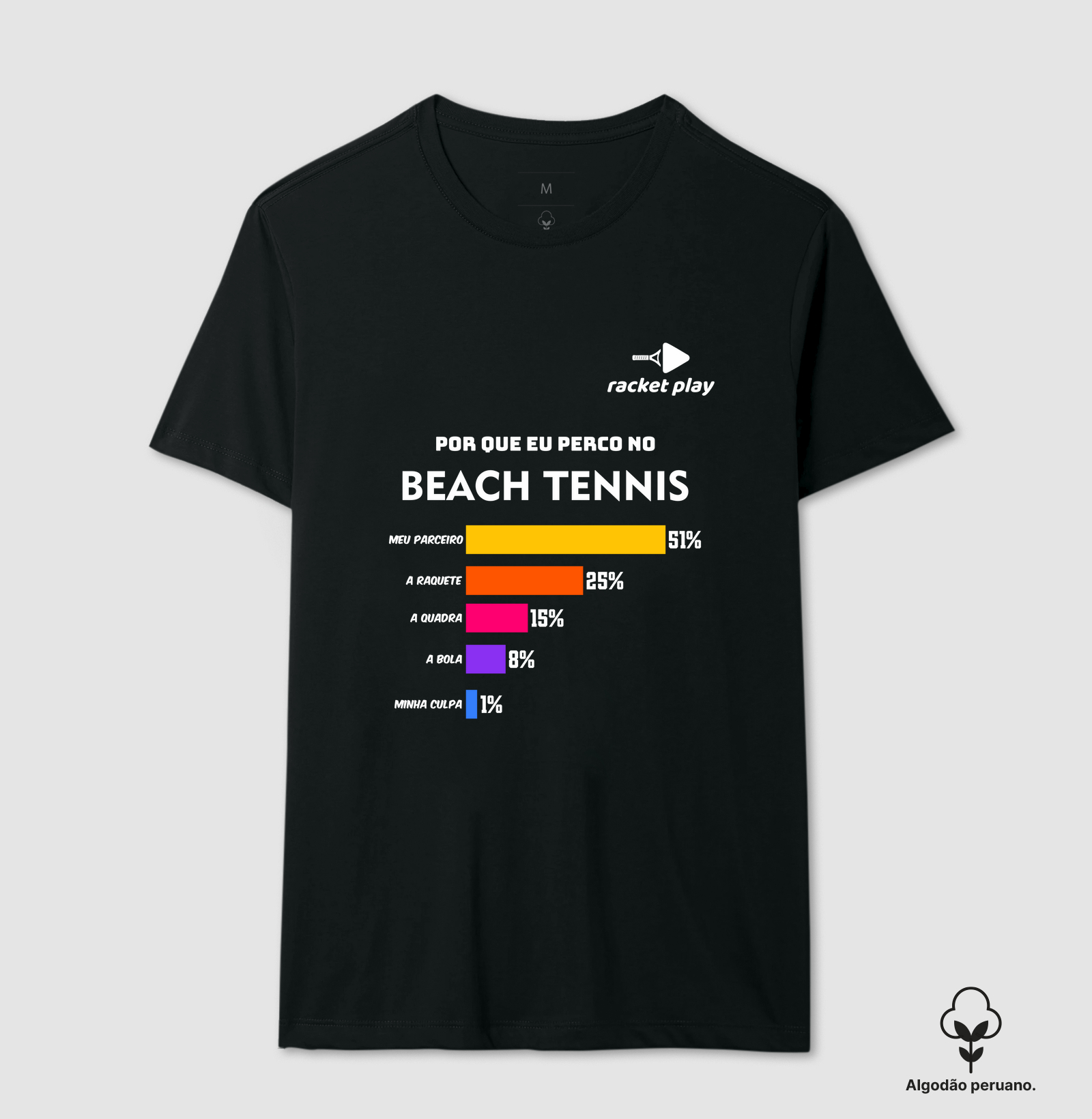 Camiseta Algodão Peruano Beach Tennis - Por que perco no Beach