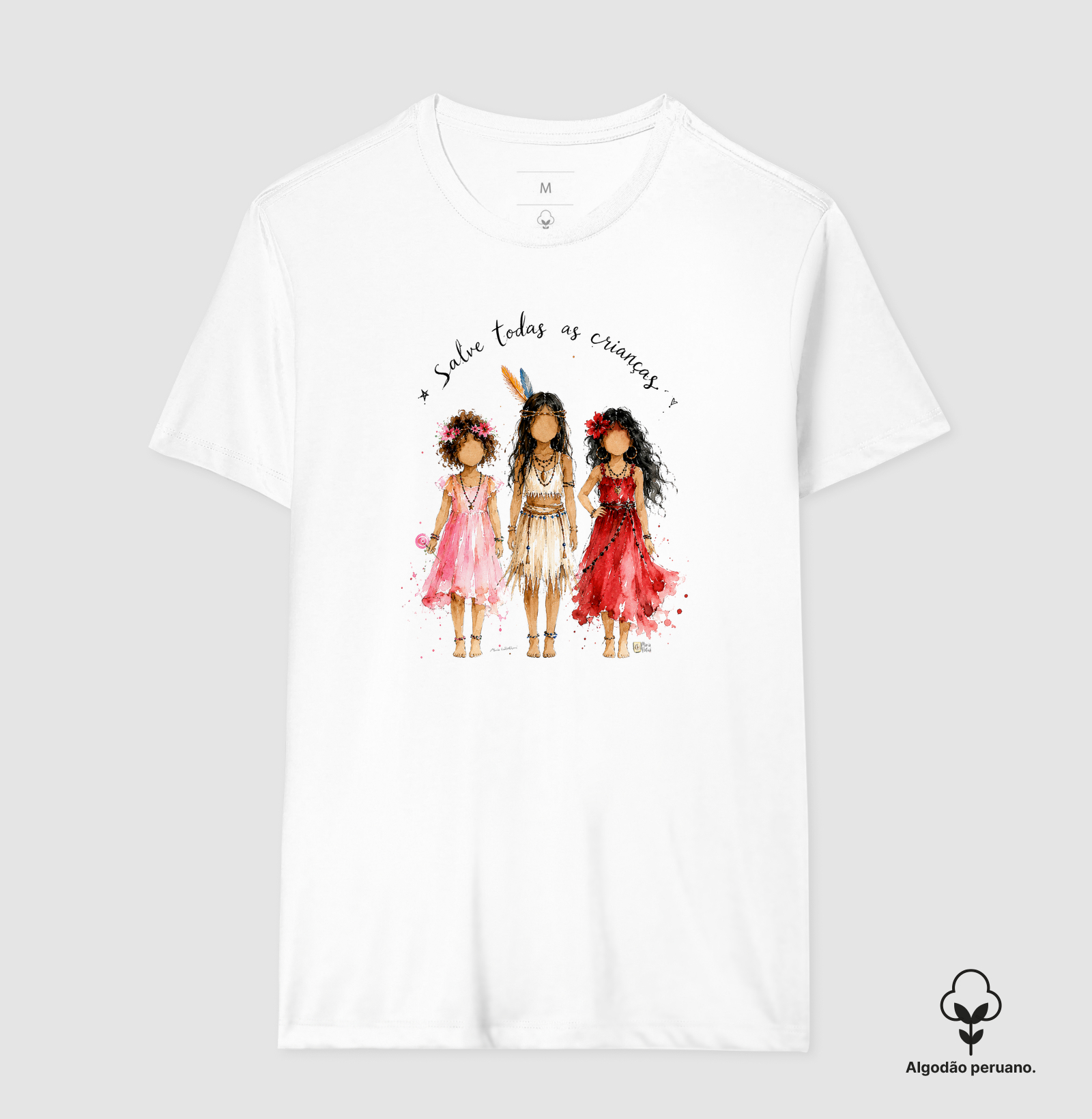 Erê, Curumim e Pombagira Mirim Maria Patuá - Camiseta Algodão Peruano
