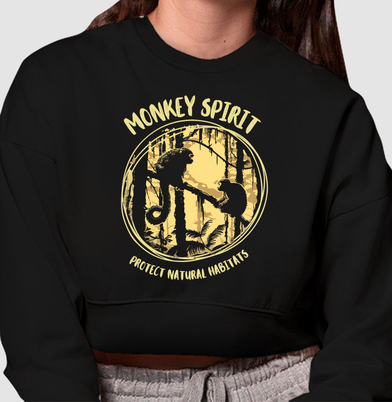 Moletom Cropped Monkey Spirit - Protect Natural Habitat II