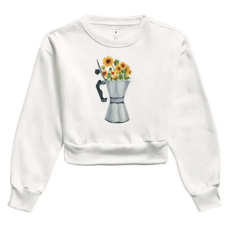 Café florido Moletom Cropped