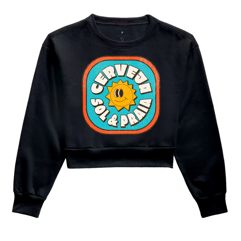 Cropped Moletom - cerveja, praia e sol