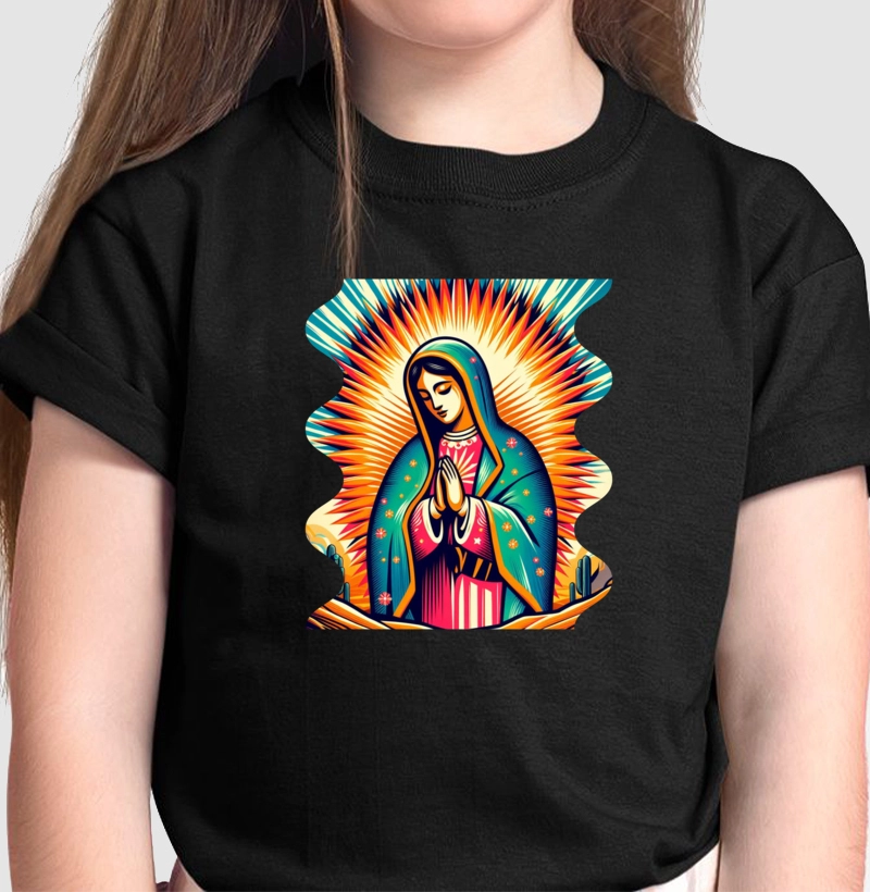Camiseta Infantil Básica de Algodão "Nossa Senhora de Guadalupe"