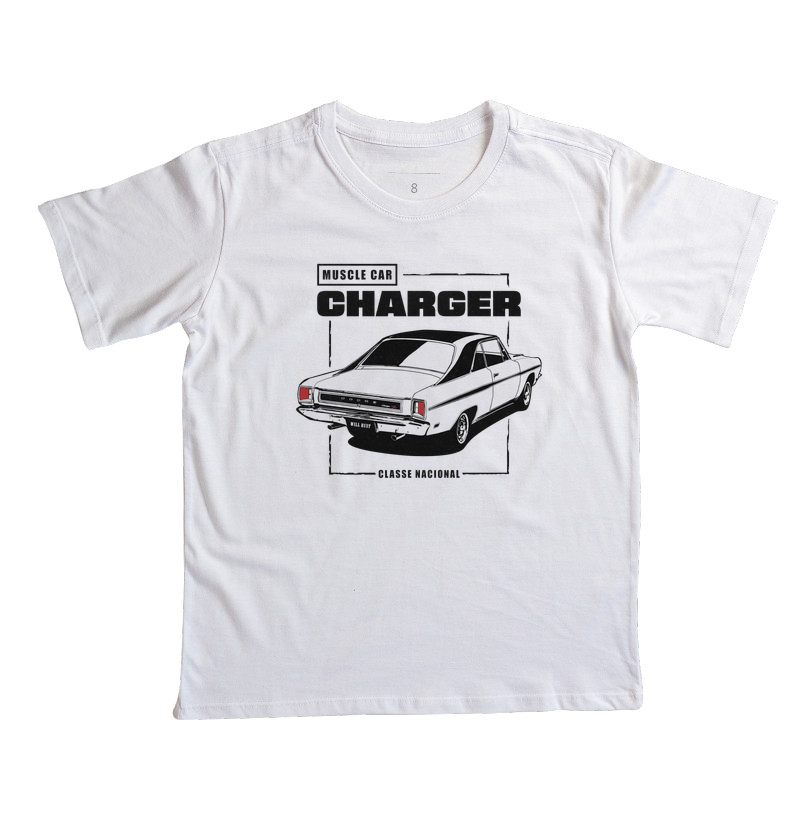 Charger Muscle Car | Branco - Camiseta Infantil