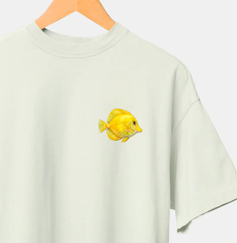 Peixes - Mini - Cirurgião-amarelo - Oversized - Camiseta Oversized