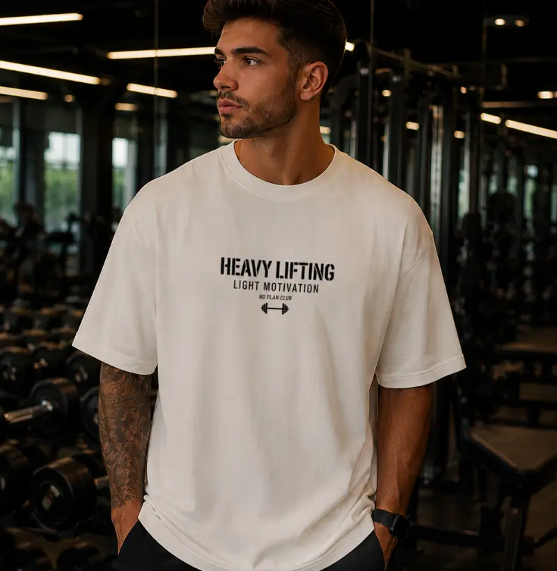 Camiseta Oversized Heavy Lifting Light Motivation Premium | No Plan Club
