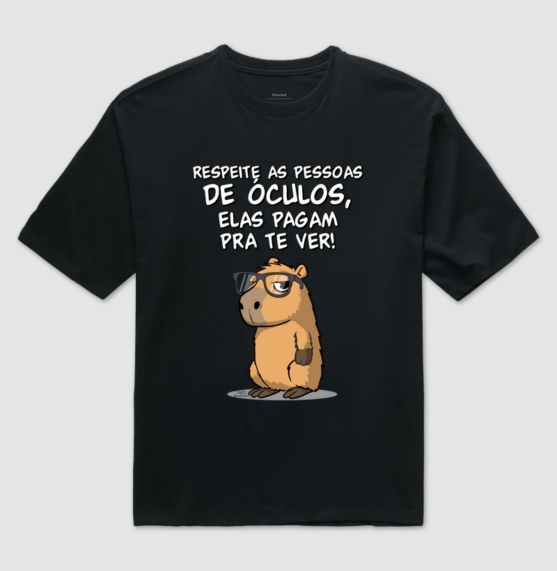 Camiseta Capivara Óculos - Camiseta Oversized