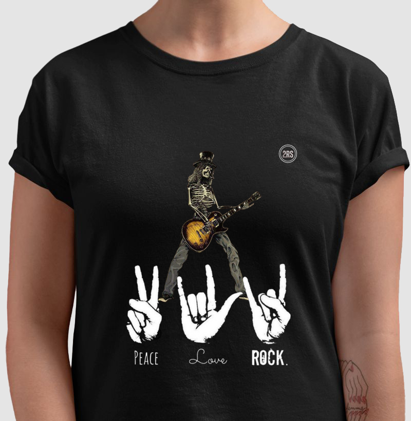 Camiseta Motociclista Paz, Amor e Rock