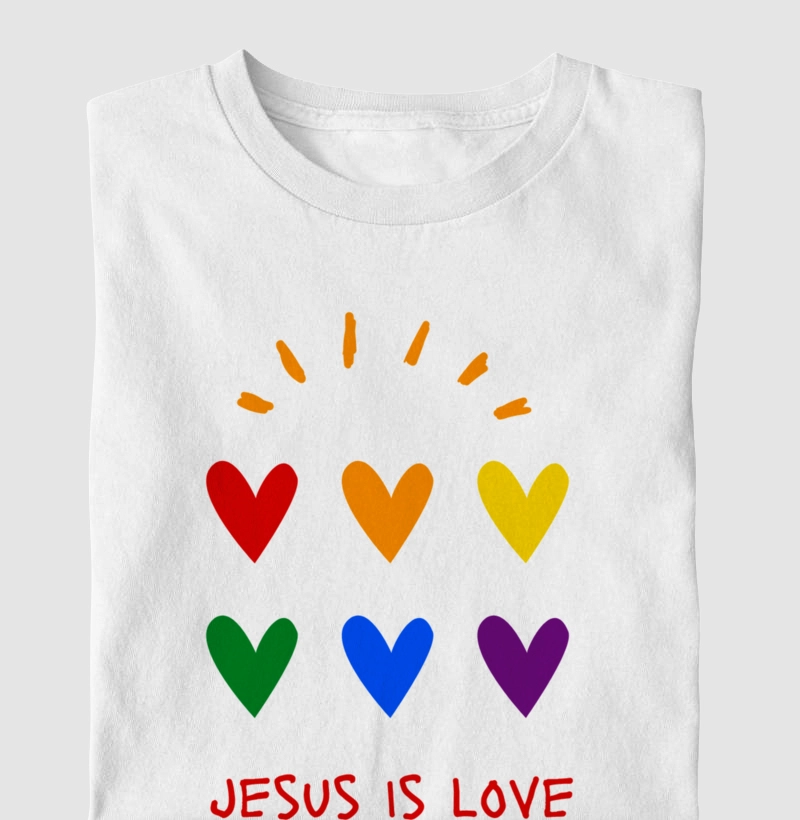 Camiseta  Kids Jesus is Love Corações