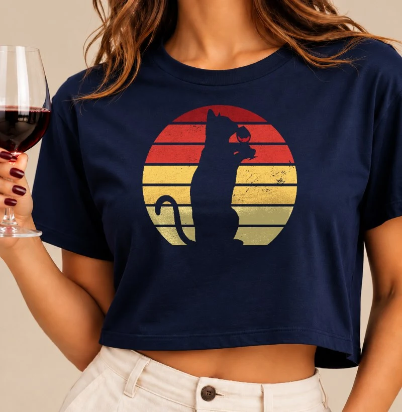 Camiseta Cat Sunset Vibes - Cropped