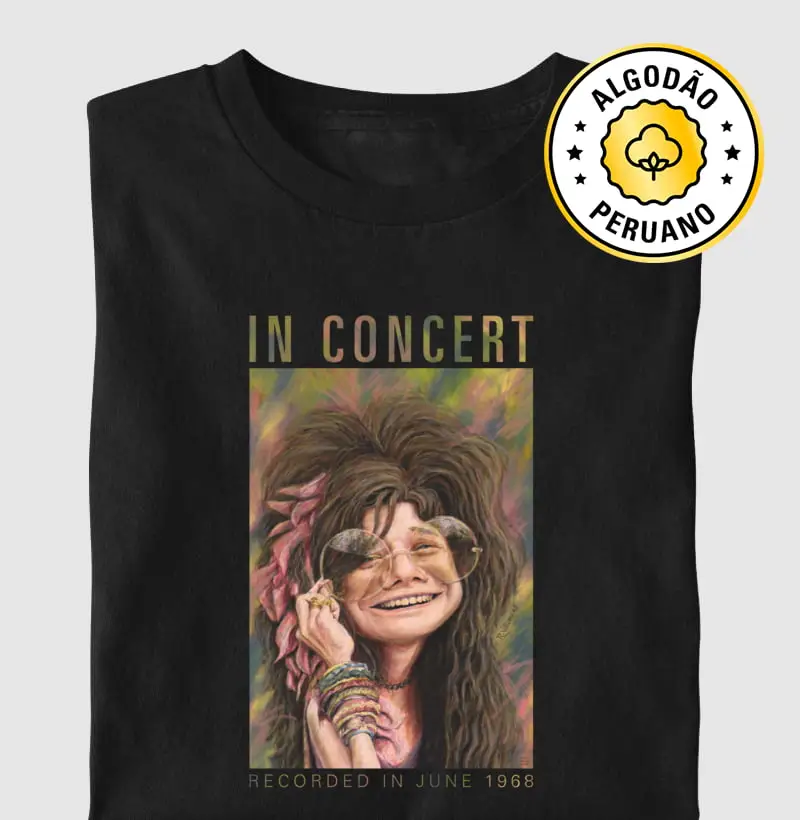 Janis Joplin - In concert - Camiseta Algodão Peruano