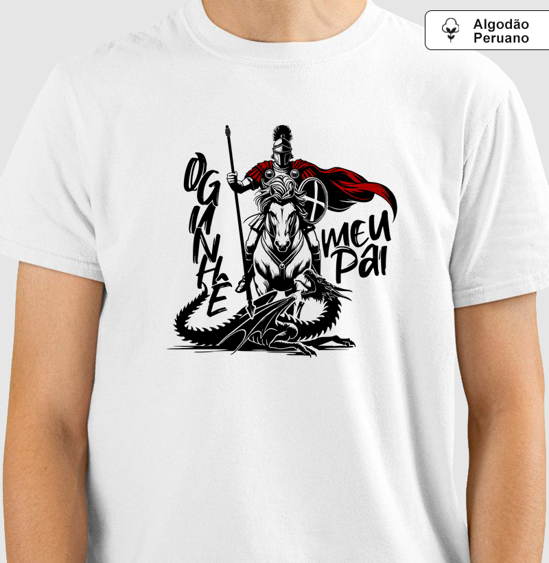 Camiseta Umbanda Ogum Ogunhê Meu Pai - Algodão Peruano