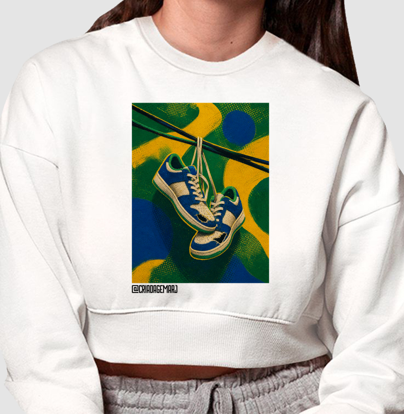 Cropped Moletom Tênis no Fio 
