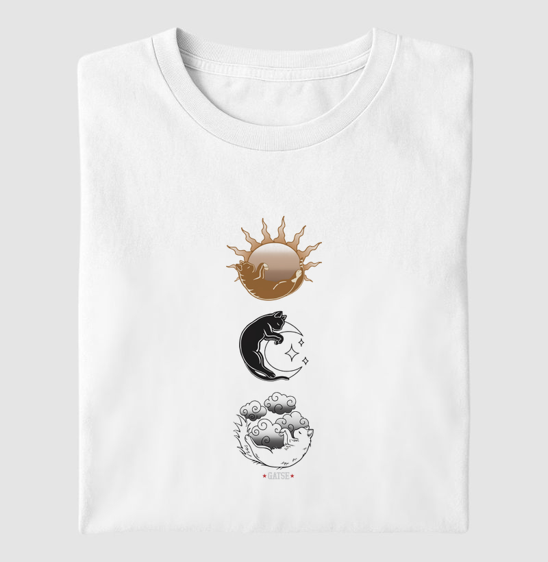 Camiseta Sol Lua e Nuvens - Camiseta