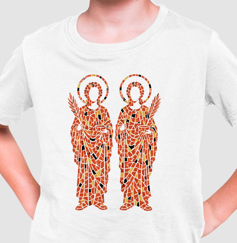 Camiseta Infantil São Cosme e Damião caquinhos - Camiseta Infantil