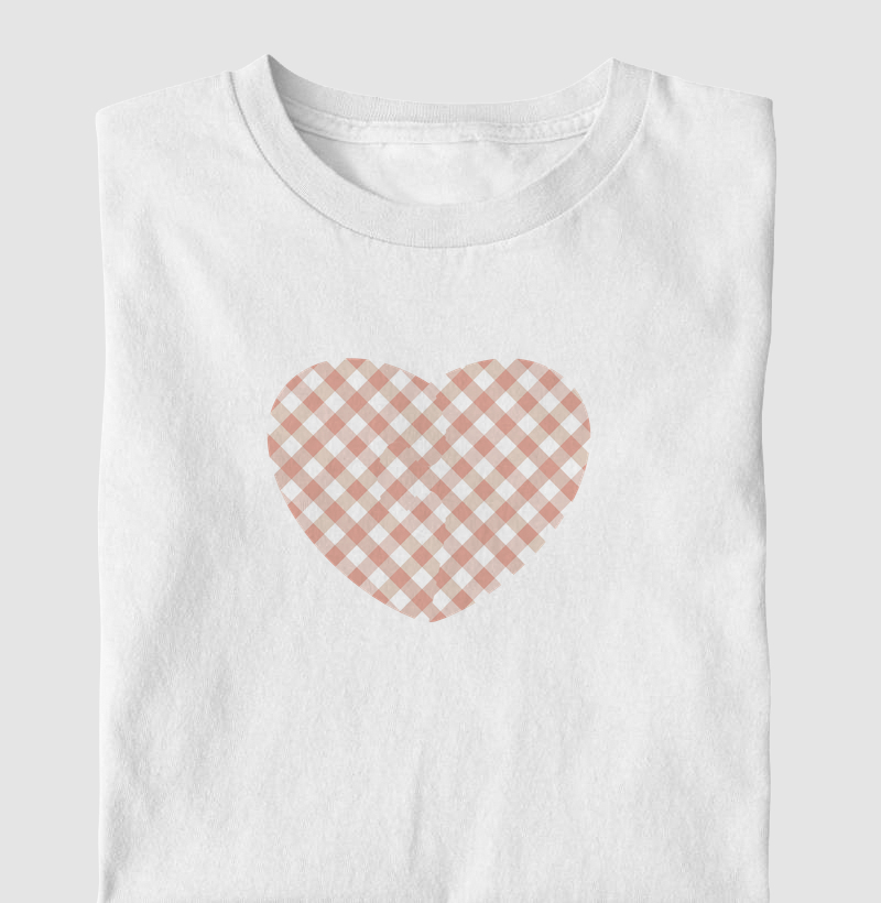 Camiseta Infantil Coração Xadrez 