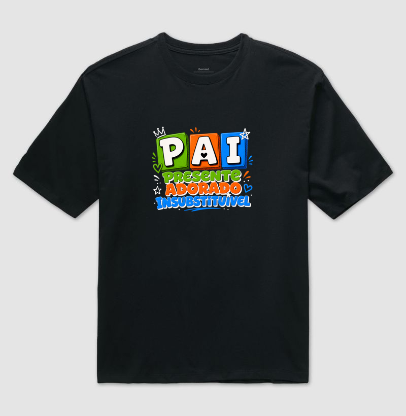 Camiseta Oversized "Cubos" Preta