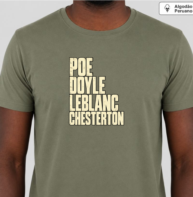 Mestres do Mistério — O Cânone Supremo da Dedução e da Ficção Policial - Camiseta Algodão Peruano