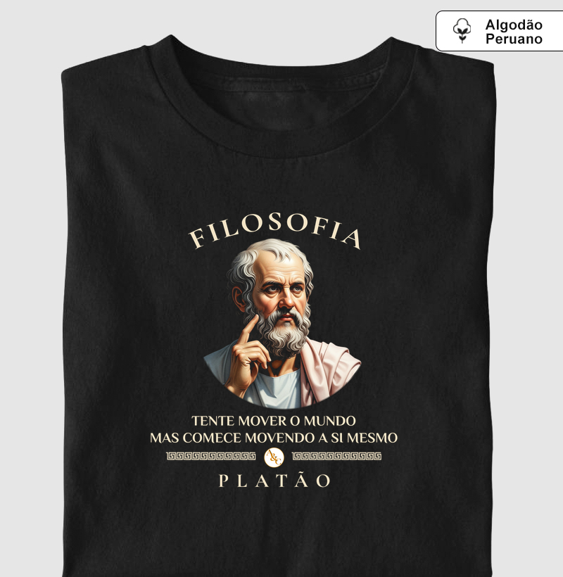 Camiseta O Primeiro Movimento - Platão | Estampa Filosófica Exclusiva
