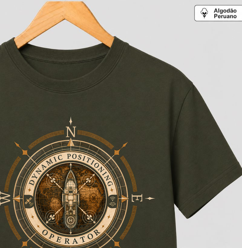 Operador de Posicionamento Dinâmico - Emblema - Camiseta Algodão Peruano