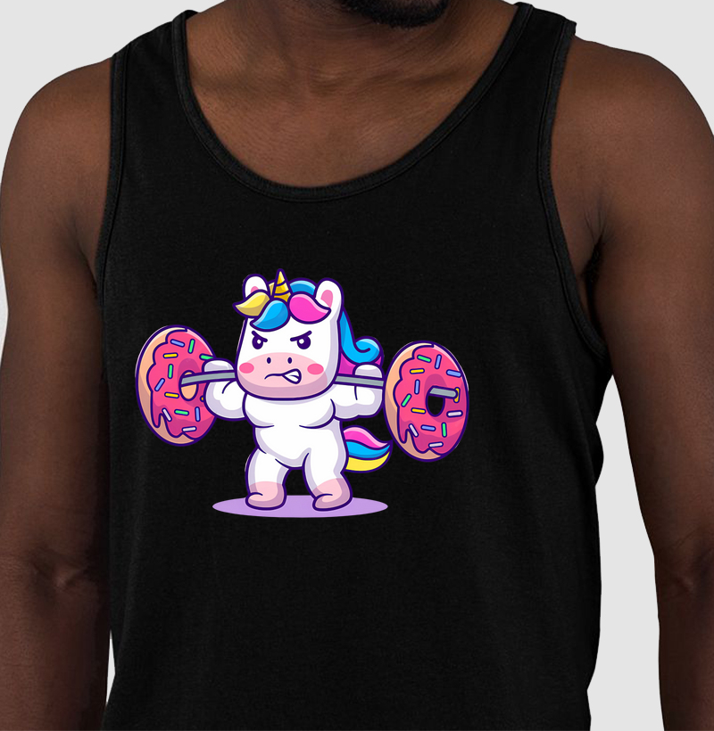 Unicórnio fazendo levantamento de rosquinhas