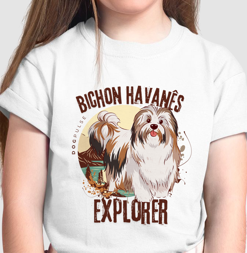 Camiseta Infantil Dog Pulse Bichon Havanês Explorer – Tropical Vibes