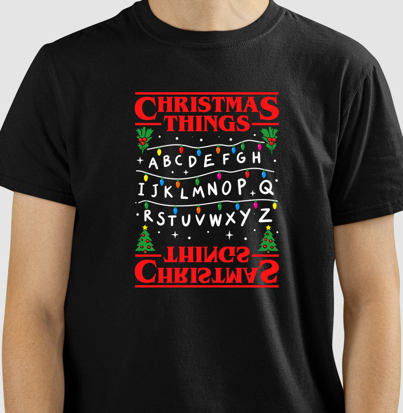 Christmas Things – Luzes e Alfabeto - Camiseta