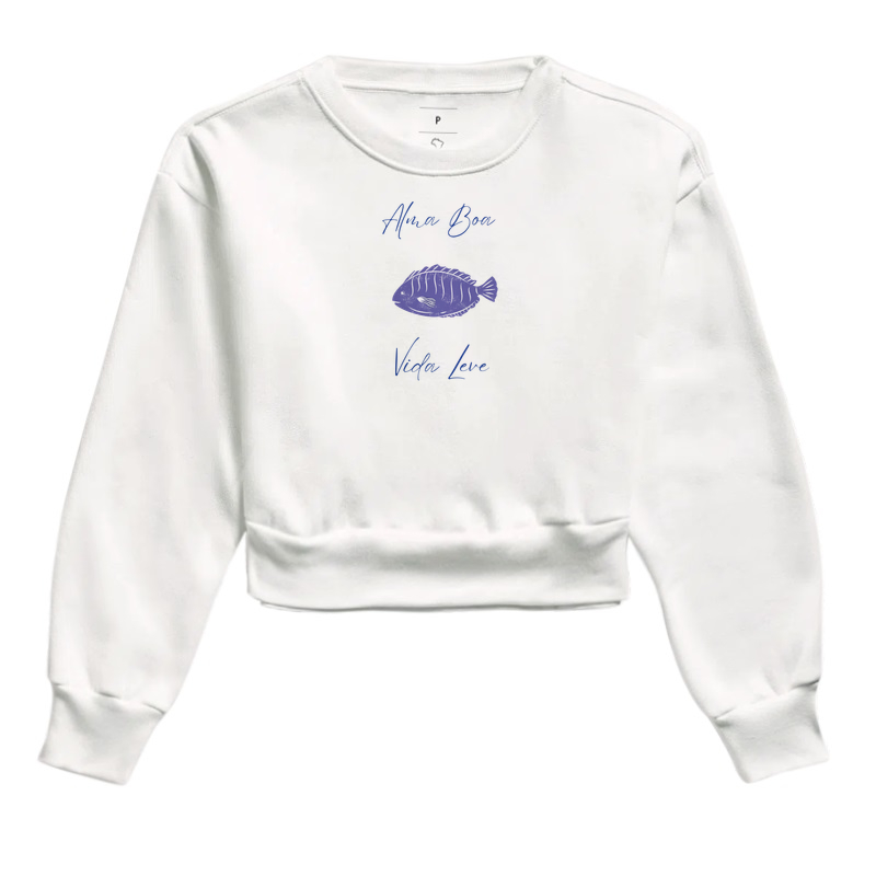 Minicraque Fishing - Alma Boa,Vida Leve - Cropped Moletom