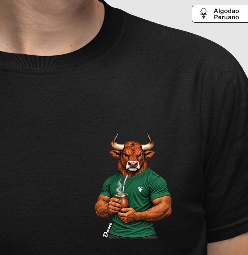 Camiseta Peruano Touro Gaúcho (bolso) - Camiseta Algodão Peruano