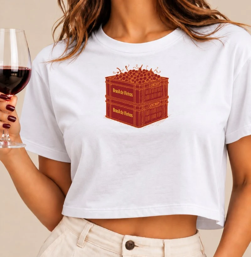 Camiseta Cropped Brasil de Vinhos - Caixa - Cropped