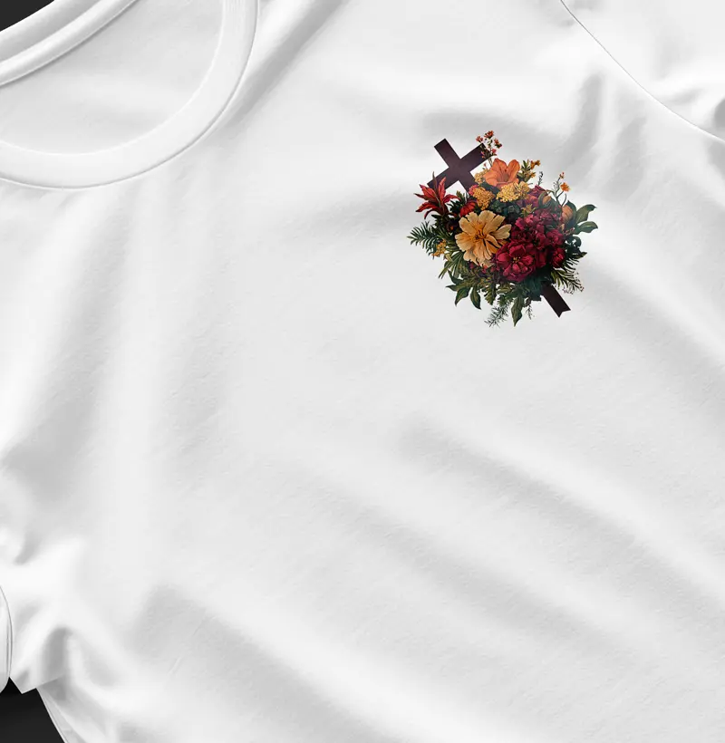 Blusa Cruz e flores escura