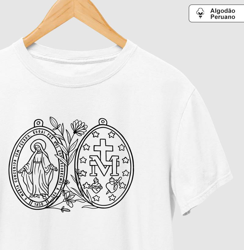 Medalha Milagrosa Desenhada - Algodão Peruano