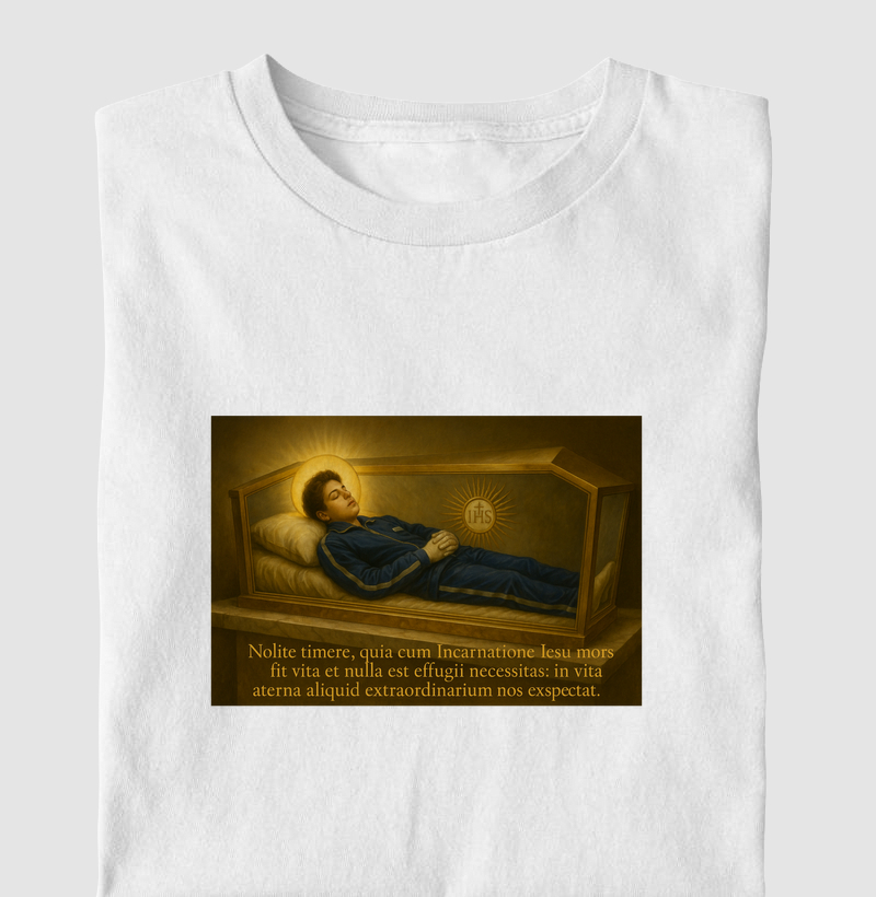 Camiseta Nolite Timere, Quia Cum Incarnatione Iesu Mors Fit Vita Et Nulla Est Effugii Necessitas: In Vita Aeterna Aliquid Extraordinarium Nos Exspectat.