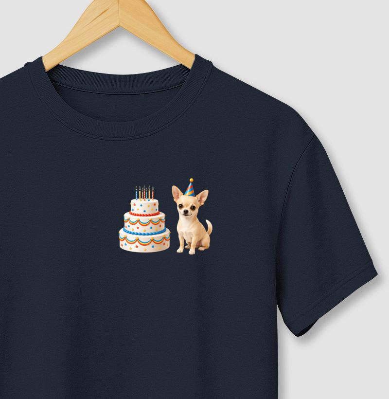 Chihuahua Branco - Aniversário - Camiseta