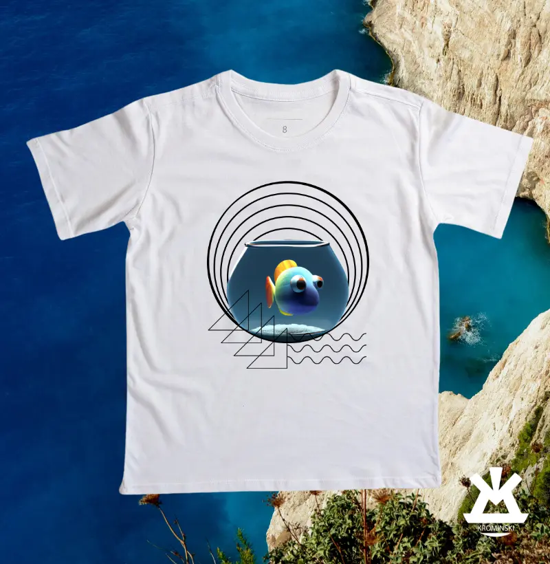 1003 Mini Camiseta Peixe no Aquário